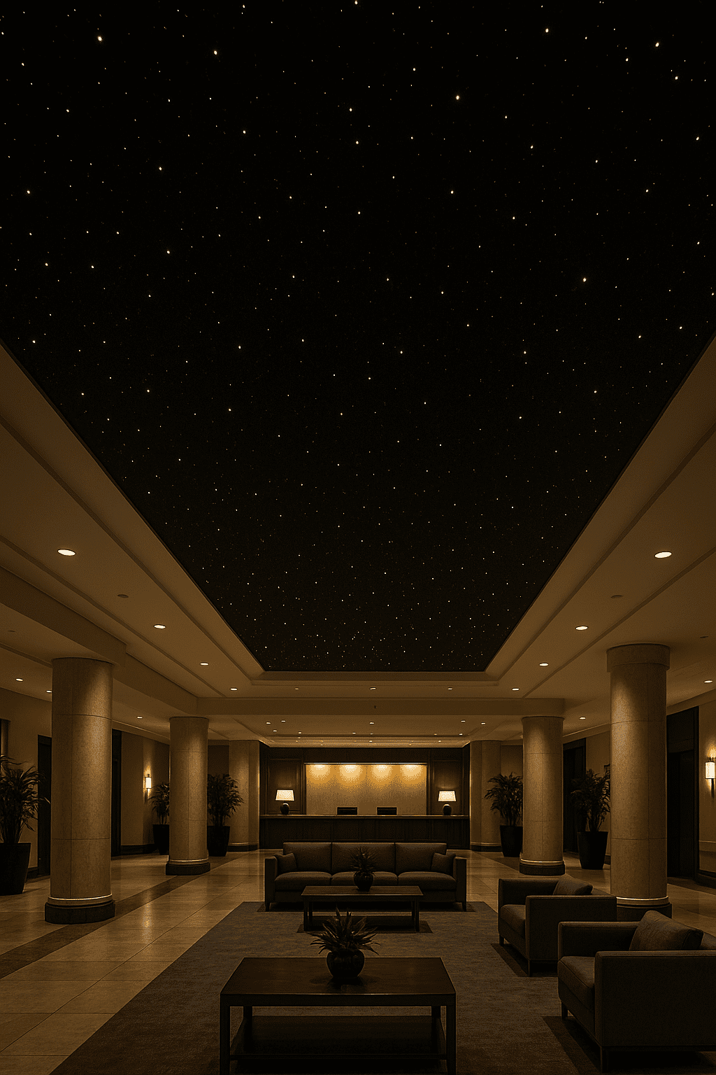 Starlight Ceiling in a Hotel Lobby