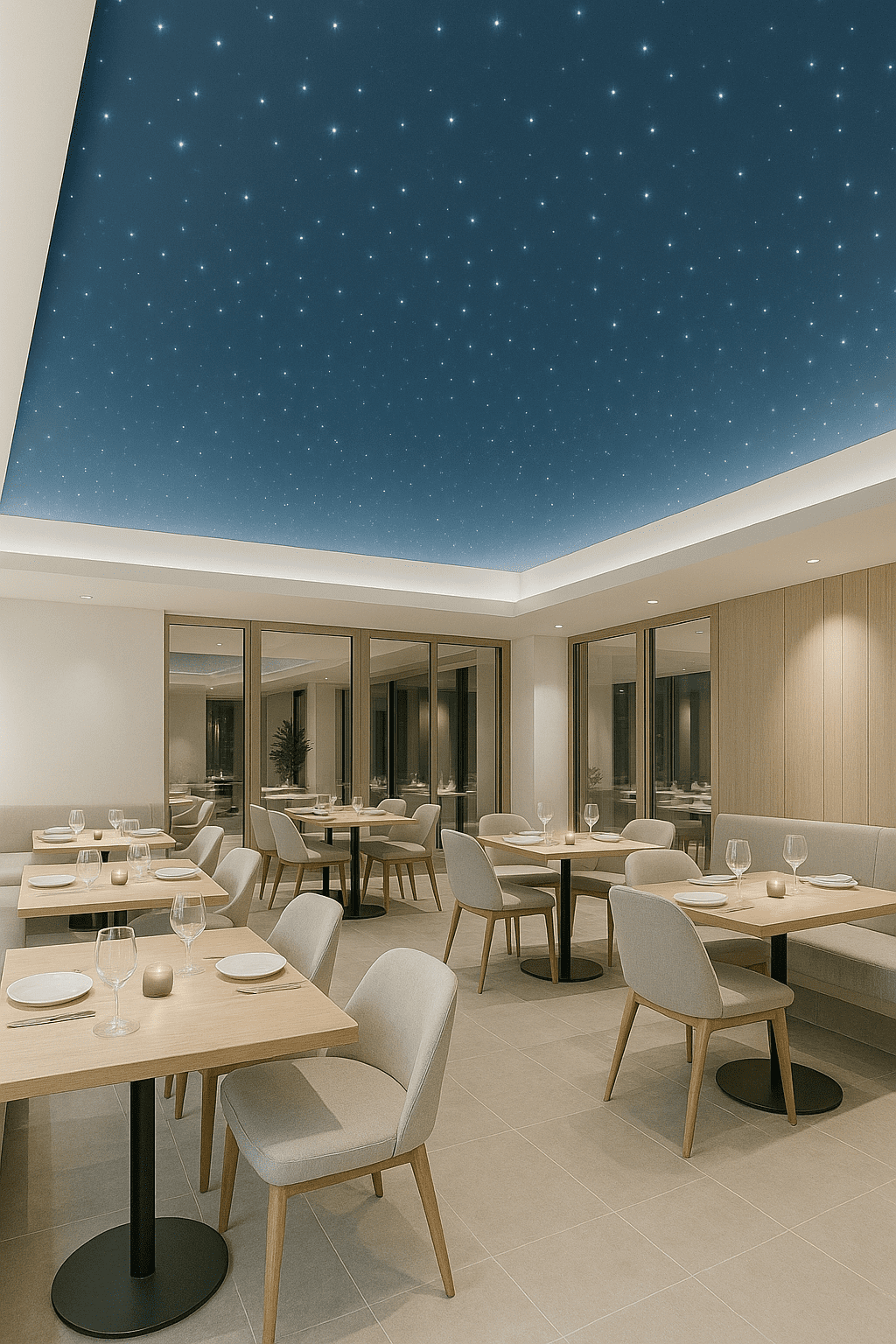 Starlight Ceiling in a Modern Restaurant